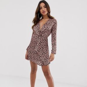 Asos twist front animal print dress